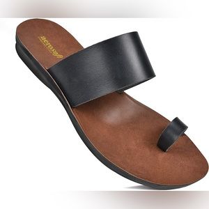 Aerosoft Women’s Walking Vacation Comfort Essentials Flat Sandals, Black, Size 9